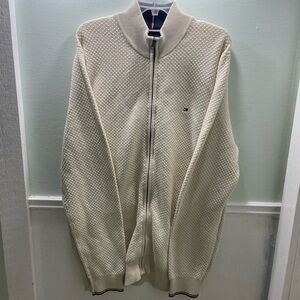 Tommy Hilfiger Men's Cream Zip-Up Sweater